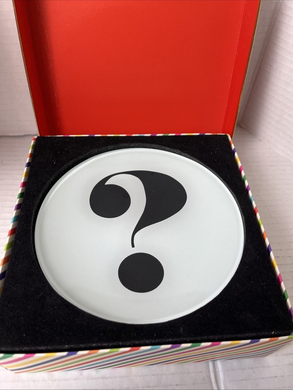 Kate Spade Lenox SAY THE WORD Question Mark ? Crystal Trinket Dish 5.5" w Box